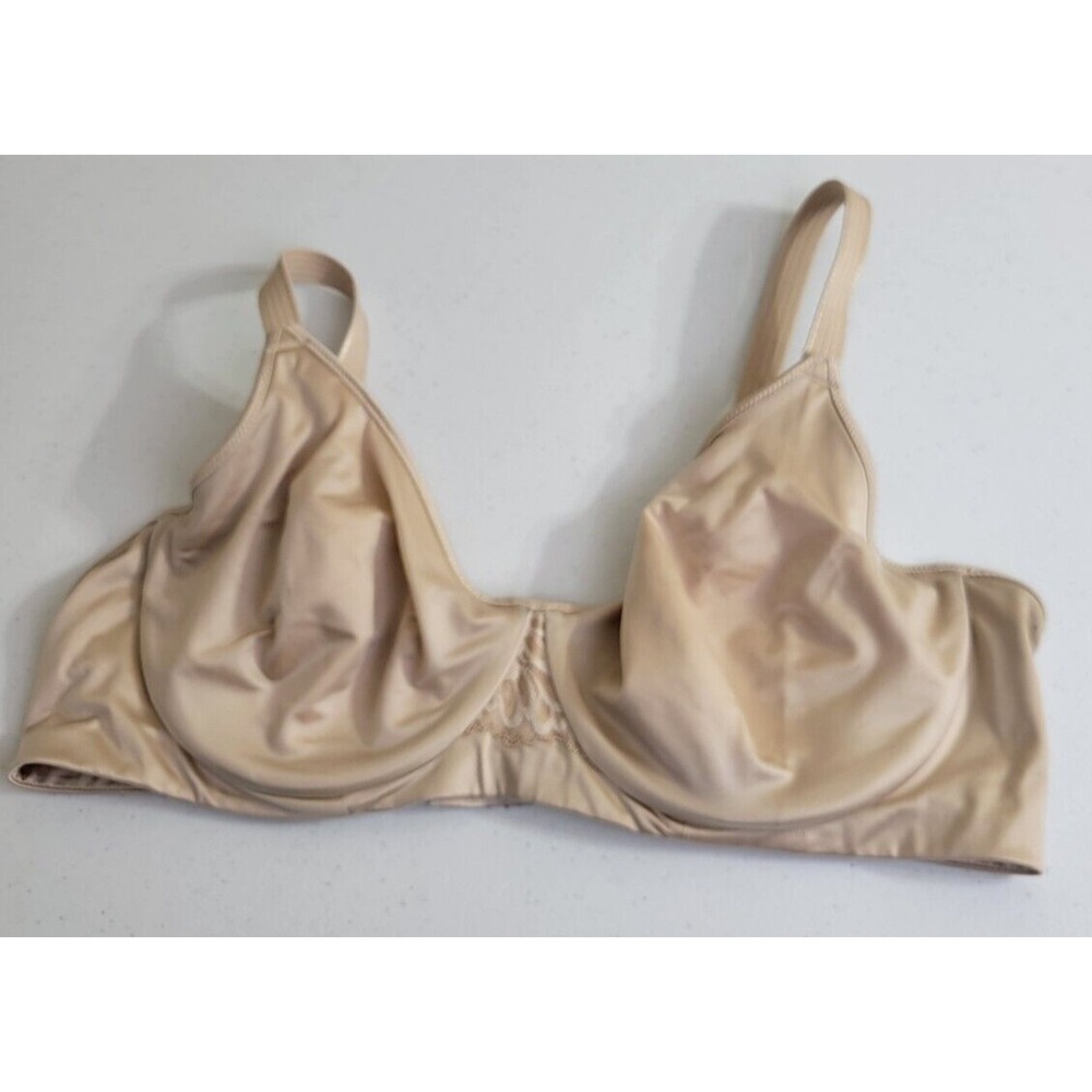 Bali Underwire Bra Tan Beige Lace Trim Full Coverage Adjustable Straps 44C‎